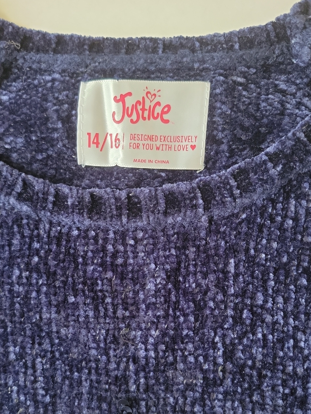 Justice Girls Flip Sequin Chenille Sweater Navy Blue Size 14/16 - Picture 4 of 9